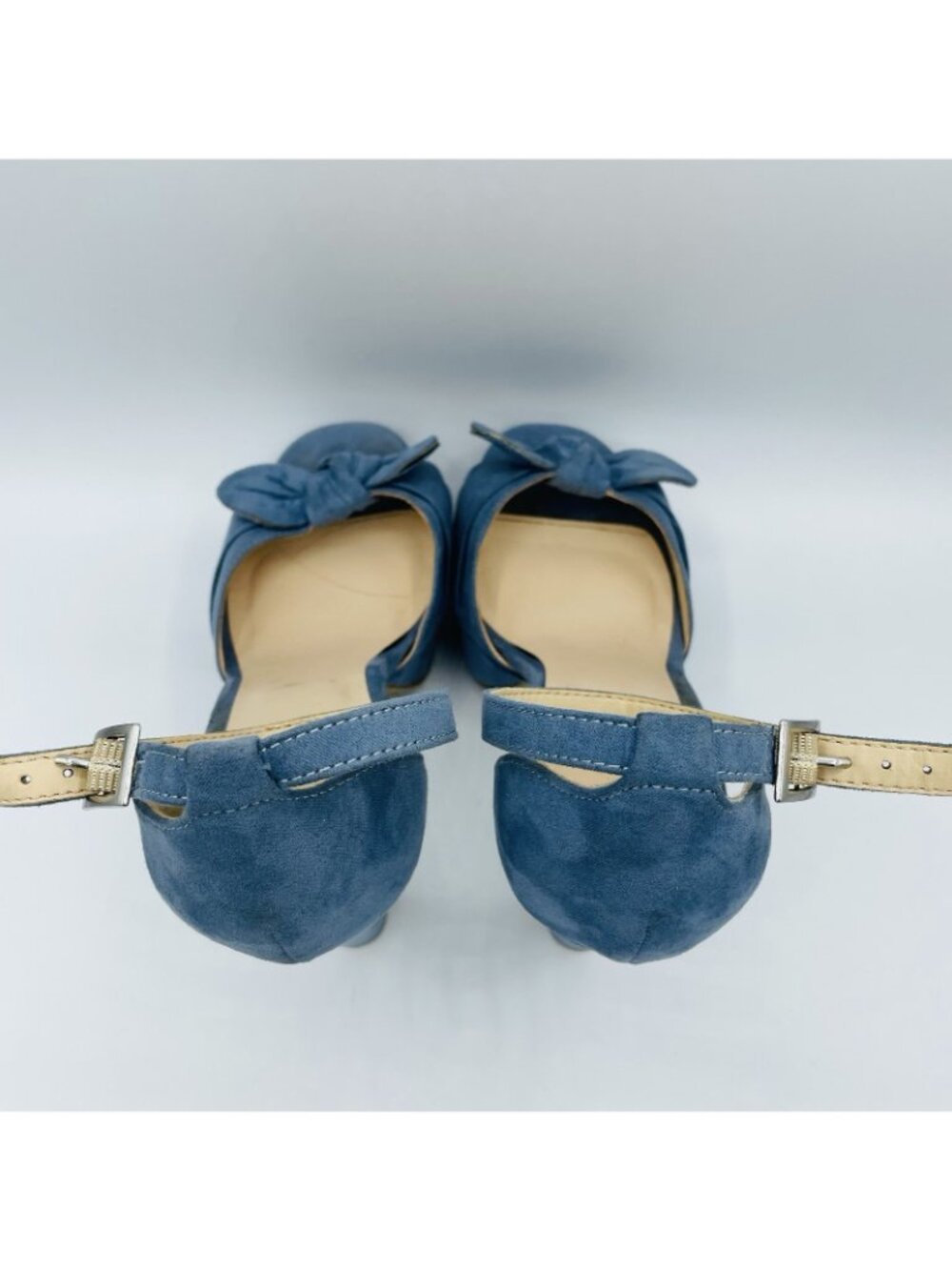 Charlotte Russe Womens High Heels Size 8 Blue Ankle Strap Bow Sandals Shoes - Picture 8 of 11